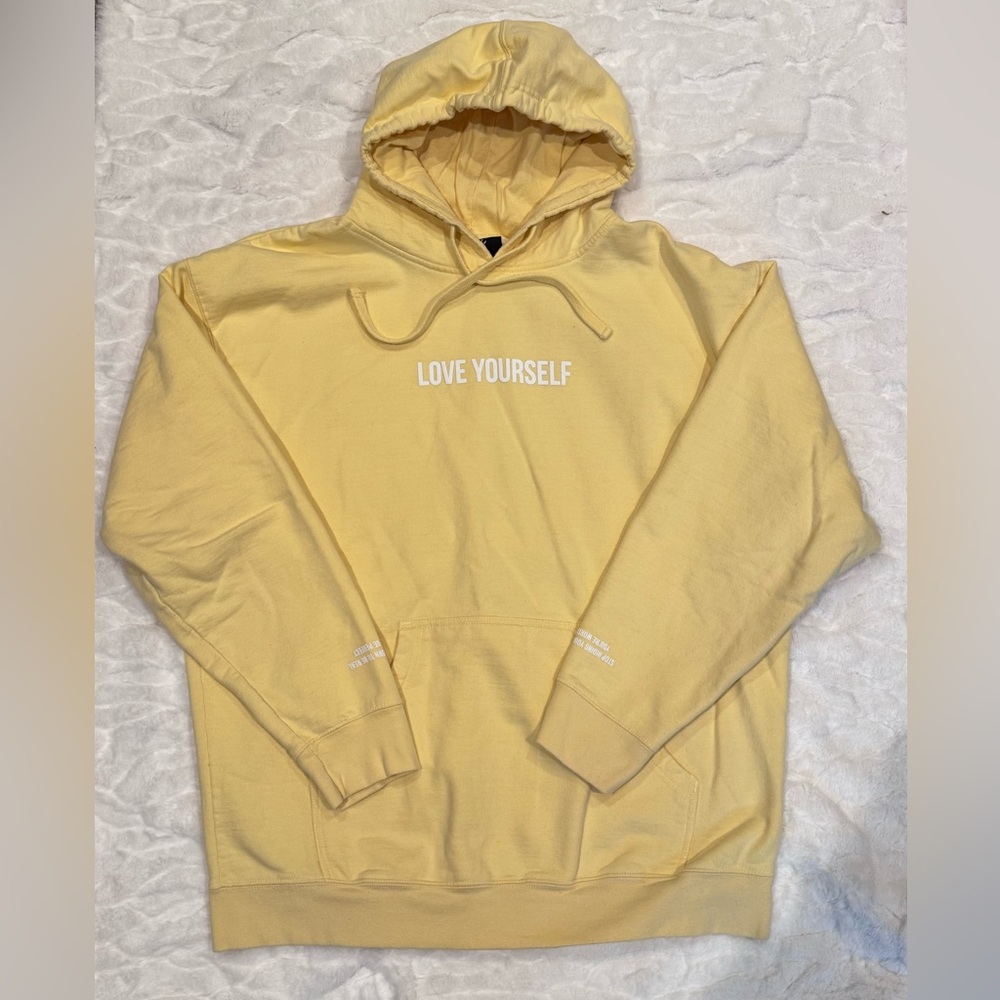Yours Truly Butter Yellow Hoodie with 'Love Yourself' Print Size XL